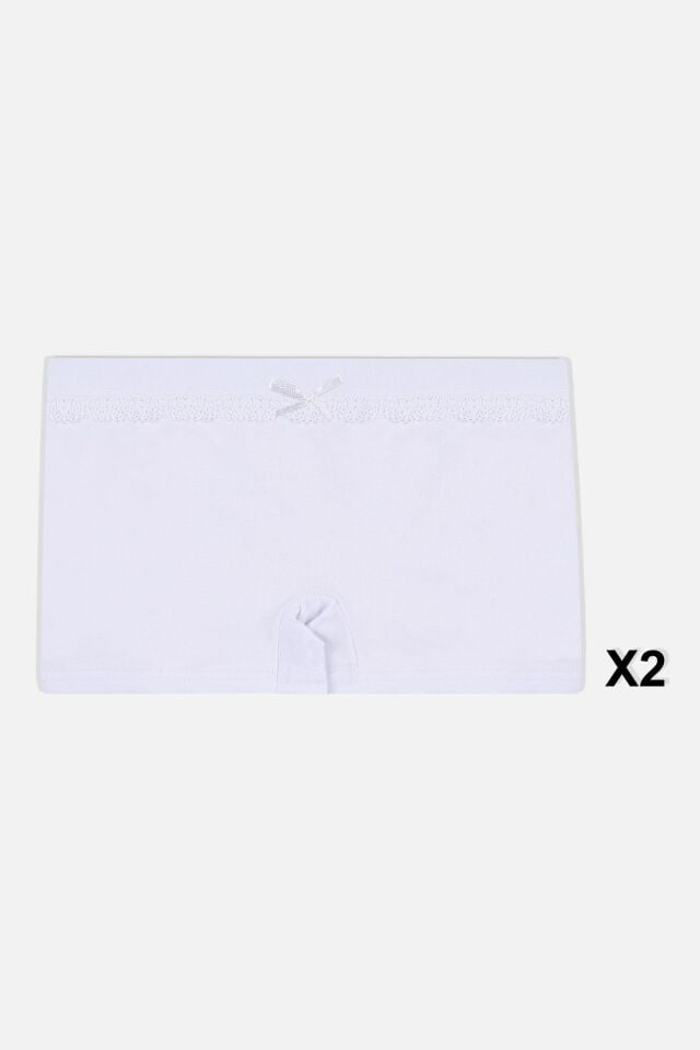 Kız Çocuk 5'li Pamuklu Dantel Detaylı Boxer Ekru1Pembe - 5-7 Yaş