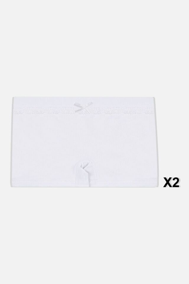 Kız Çocuk 5'li Pamuklu Dantel Detaylı Boxer Ekru1Pembe - 5-7 Yaş