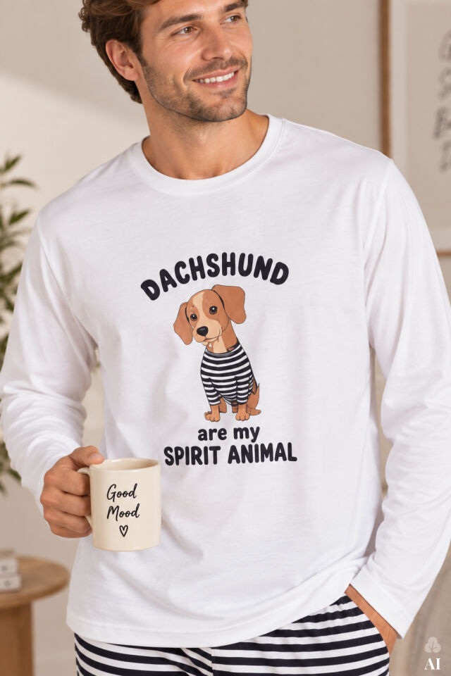 Erkek Pamuklu Çizgili Desenli Cepli Pijama Takımı Siyah - Beyaz - 2XL
