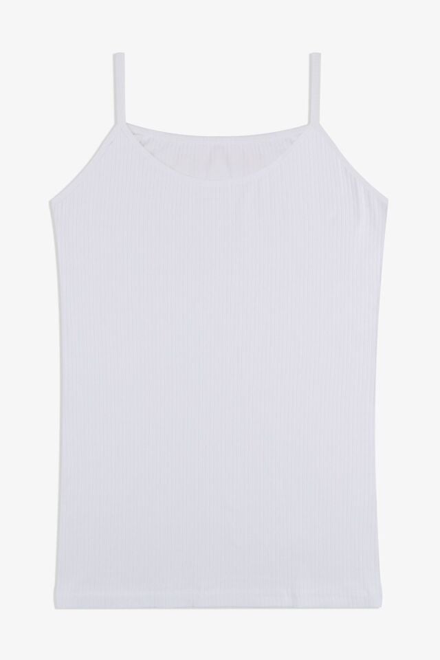Kadın Pamuklu Likralı Fitilli İp Askılı Atlet 5161-5Ekru - S/M - 5161-5Ekru - S/M