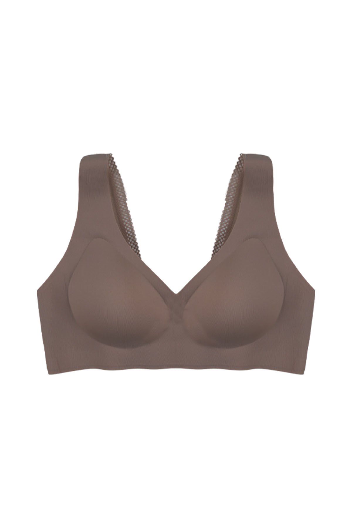 Balensiz Lazer Dilim Detaylı Sırt Dantelli Dikişsiz Sütyen Toprak - 90B