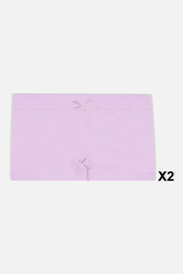 Kız Çocuk 5'li Pamuklu Dantel Detaylı Boxer Ekru2Pembe - 3-5 Yaş