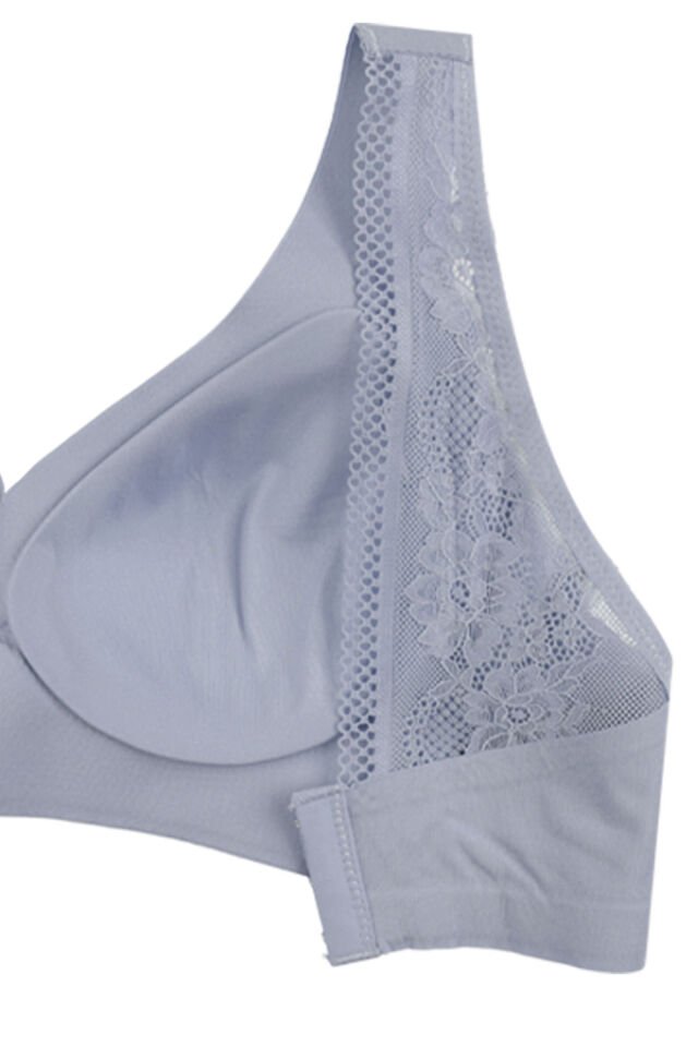 Balensiz Lazer Dilim Detaylı Sırt Dantelli Dikişsiz Sütyen Mavi - 85B