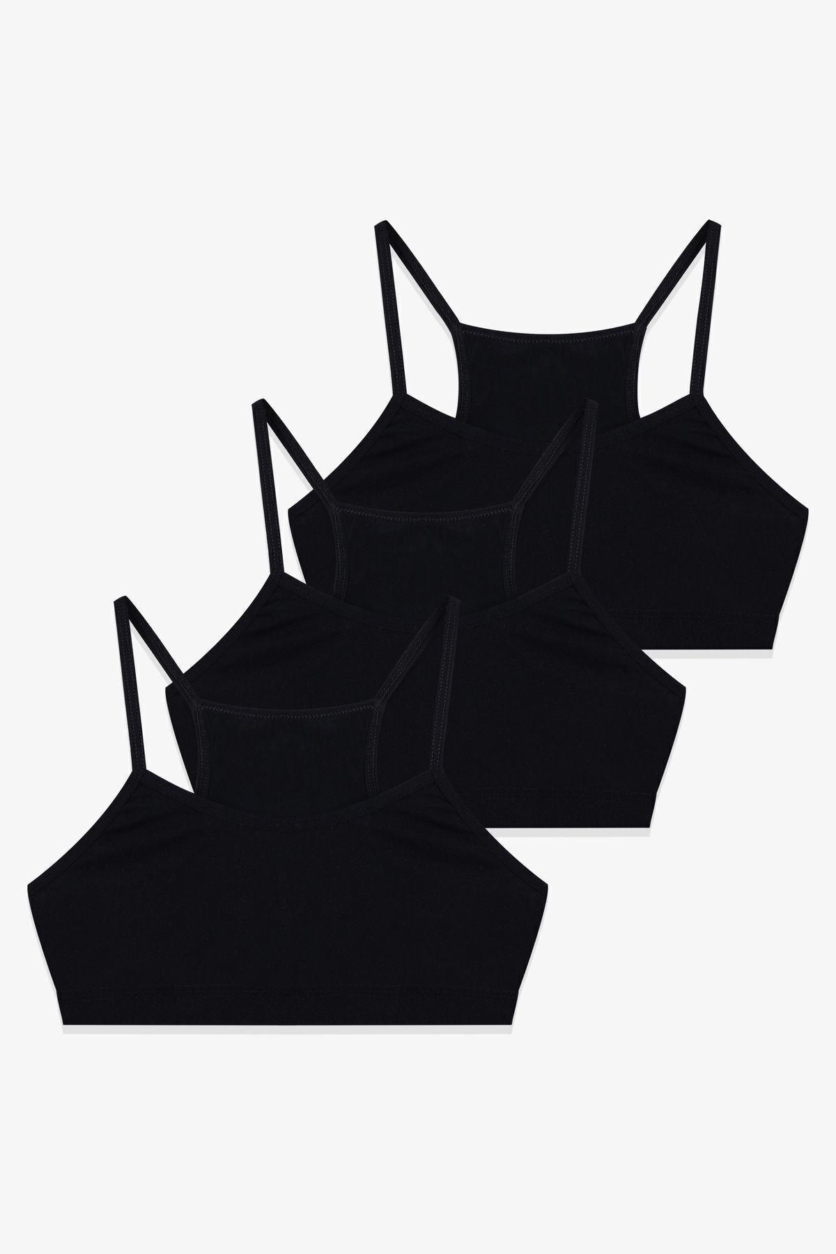 Kadın 3'lü Ince Askılı Yarım Büstiyer Siyah - M