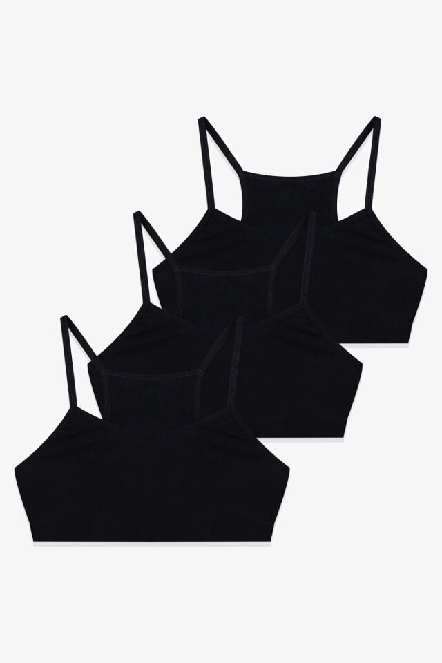 Kadın 3'lü Ince Askılı Yarım Büstiyer Siyah - M