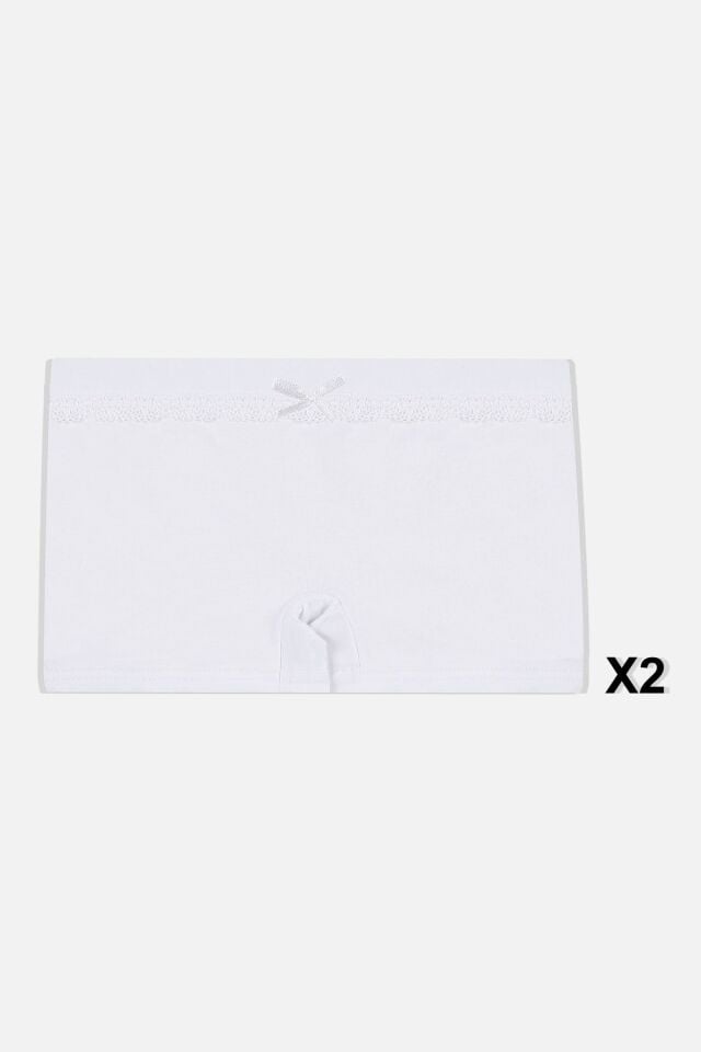 Kız Çocuk 5'li Pamuklu Dantel Detaylı Boxer Ekru2Pembe - 9-11 Yaş