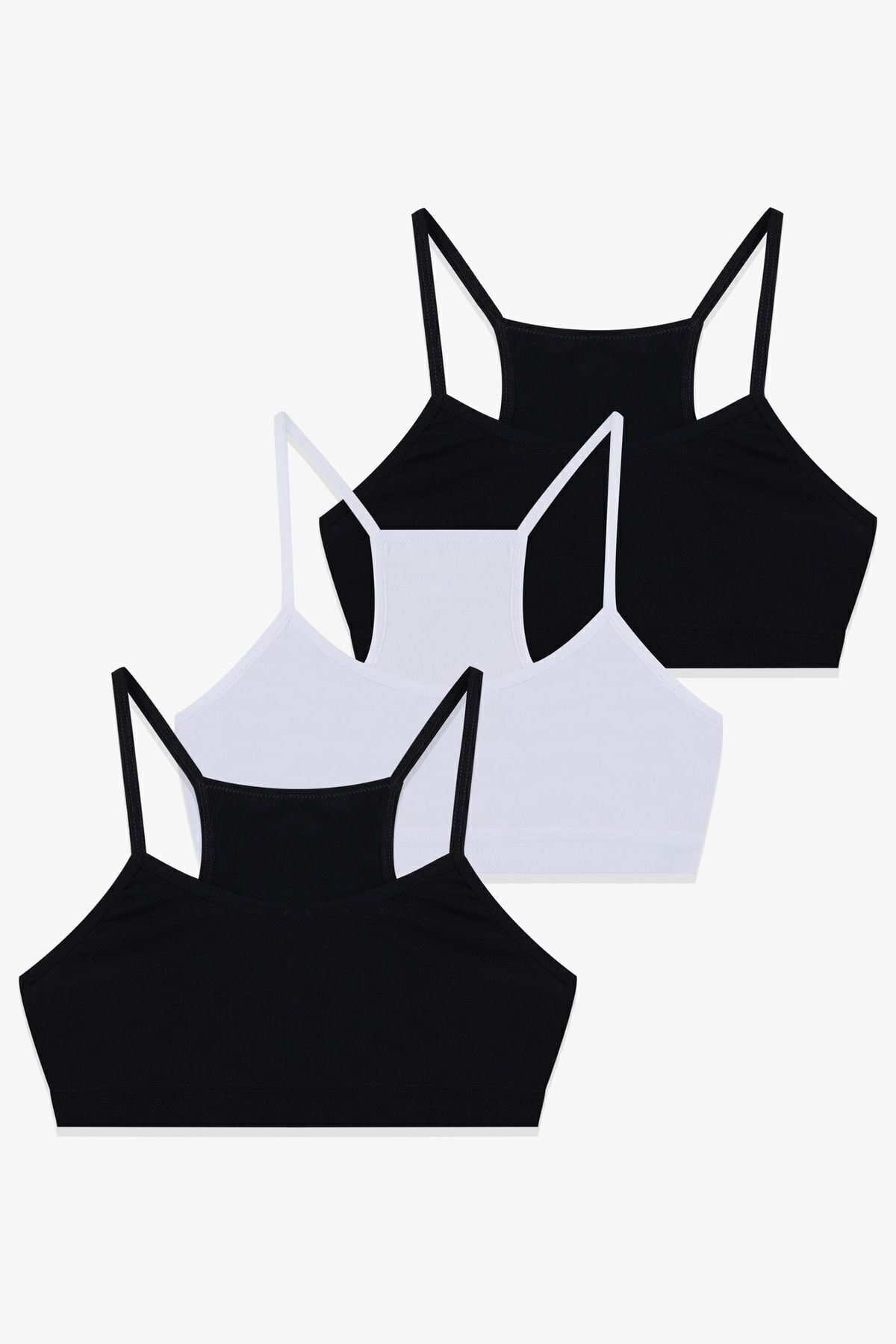 Kadın 3'lü Ince Askılı Yarım Büstiyer Siyahbeyazsiyah - L