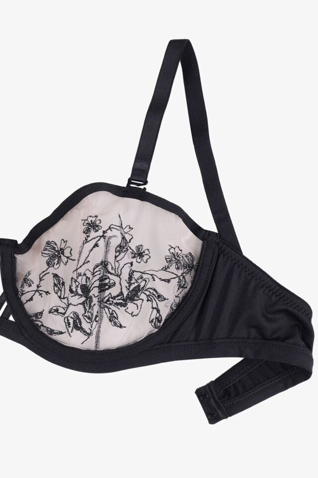 Kadın Siyah Brodeli Sütyen Takım Siyah - 80B