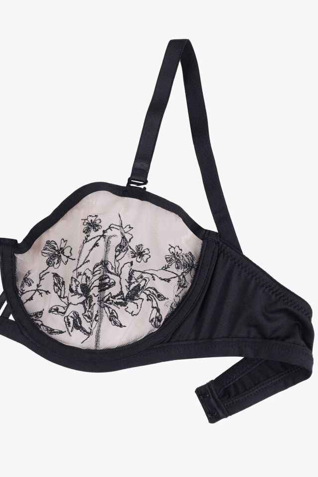 Kadın Siyah Brodeli Sütyen Takım Siyah - 80B