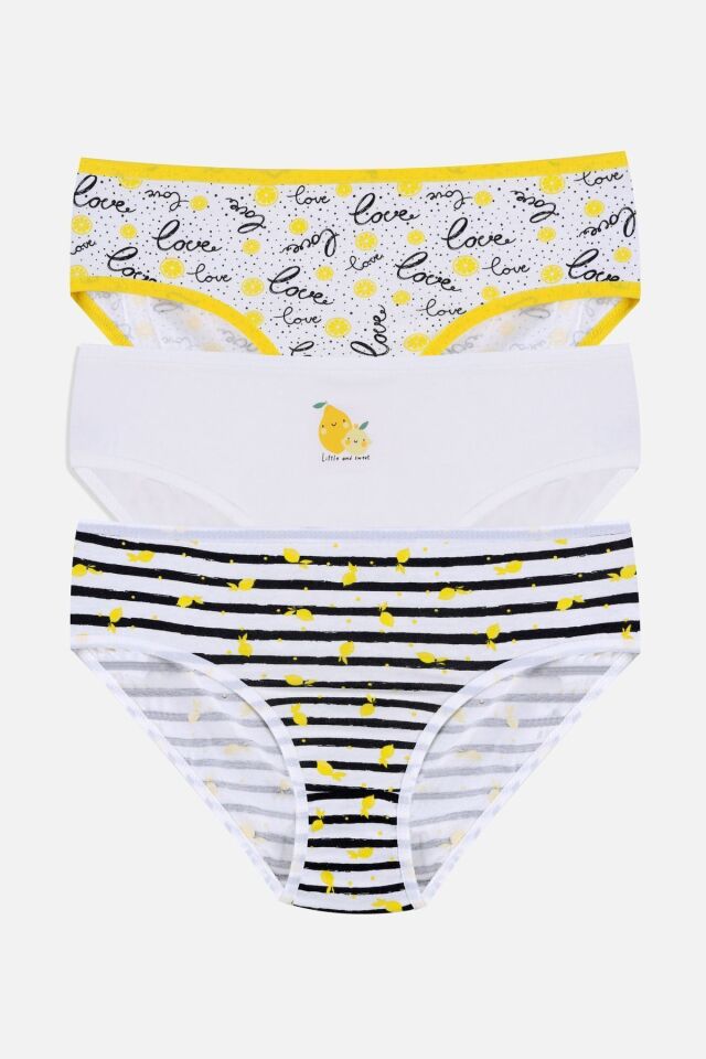 Kız Çocuk 3'lü Sevimli Fare Desenli Slip 1050-112 - 9-12 Yaş