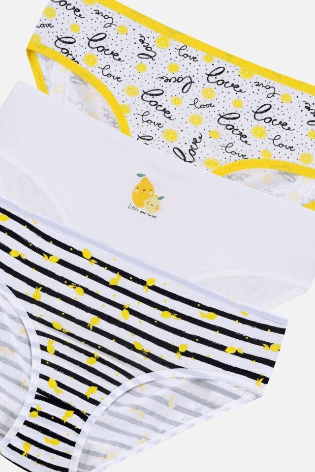 Kız Çocuk 3'lü Sevimli Fare Desenli Slip 1050-112 - 9-12 Yaş