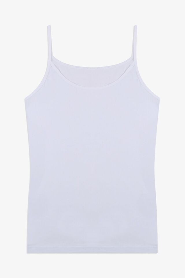 Kadın Pamuklu Likralı Basic Atlet 5163 Beyaz - S/M - 5163 Beyaz - S/M