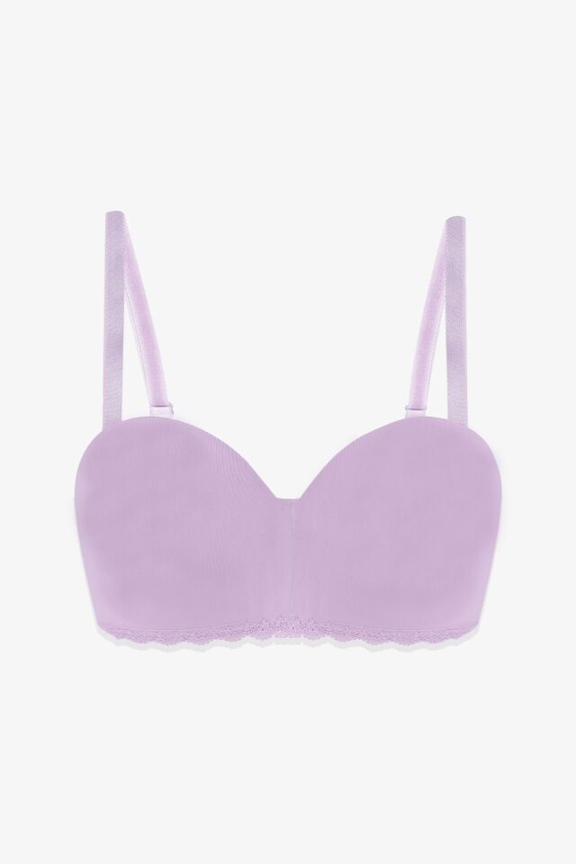 Kadın Dolgusuz Mikro Straplez Sütyen Lila - 85B