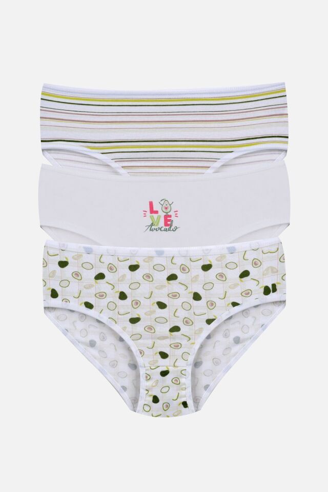Kız Çocuk 3'lü Sevimli Fare Desenli Slip 1050-120 - 9-12 Yaş