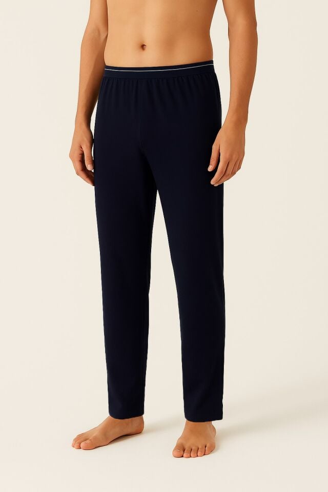 Erkek 2'li Ekonomik Lastikli Pijama Altı Gri - Lacivert - 2XL