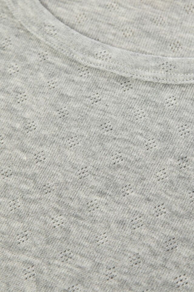 Kadın Pamuklu Kısa Kollu Baby Overloklu Pijama Takımı Gri - M