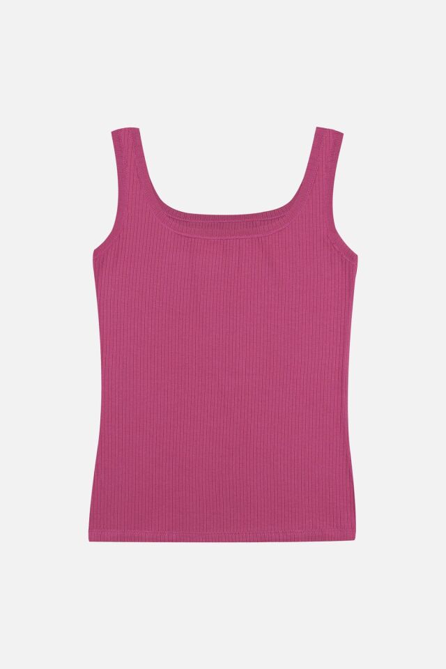 2'li Kalın Askılı Fitilli Atlet Siyahfusya - L/XL