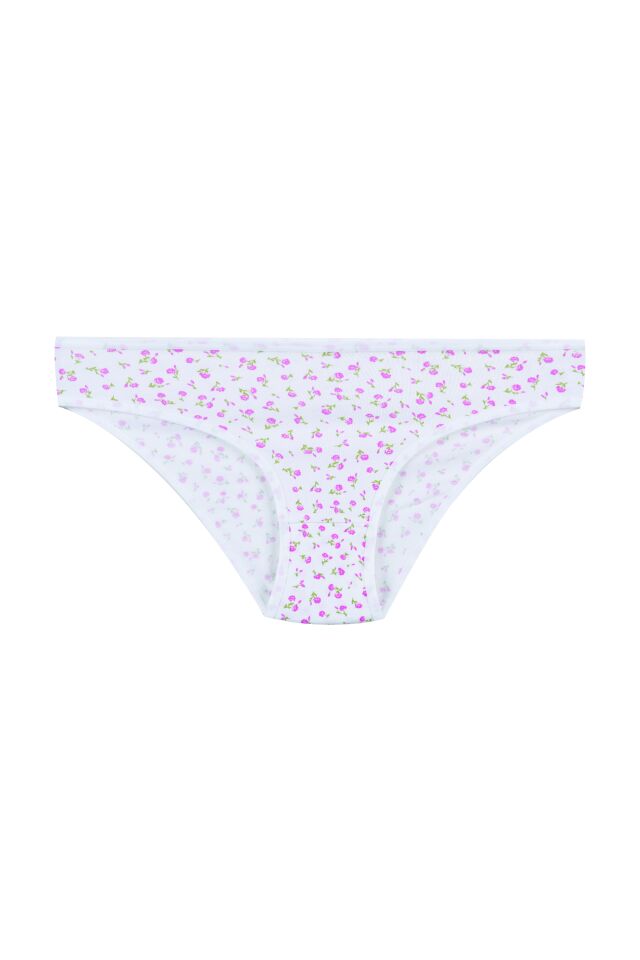 Kadın 7'li Desenli Pamuklu Likralı Külot Pembe - Ekru - L/XL