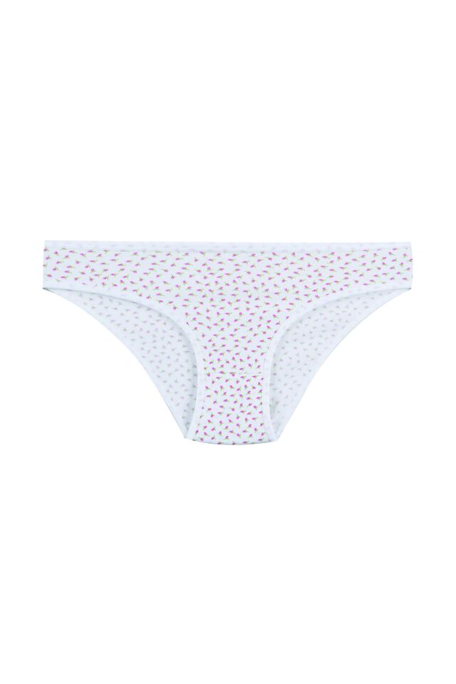 Kadın 7'li Desenli Pamuklu Likralı Külot Pembe - Ekru - L/XL