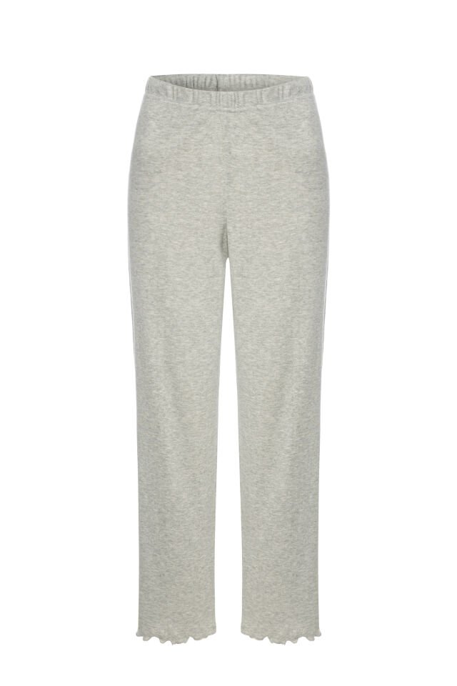 Kadın Pamuklu Kısa Kollu Baby Overloklu Pijama Takımı Gri - L