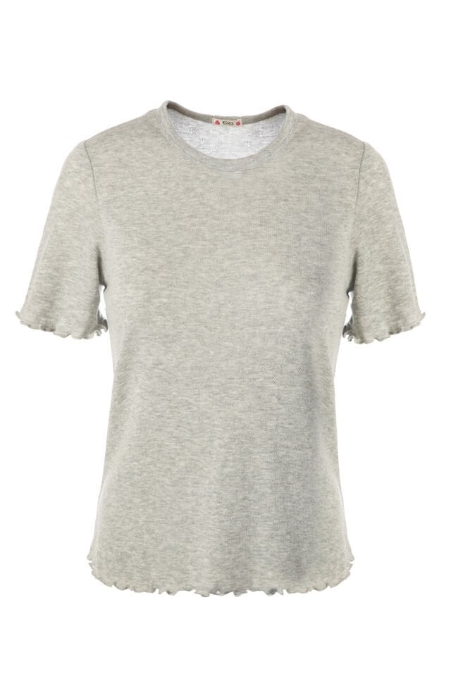 Kadın Pamuklu Kısa Kollu Baby Overloklu Pijama Takımı Gri - XL