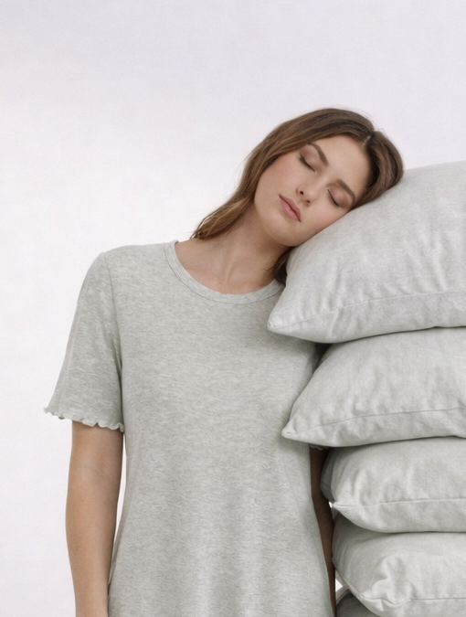 Kadın Pamuklu Kısa Kollu Baby Overloklu Pijama Takımı Gri - XL