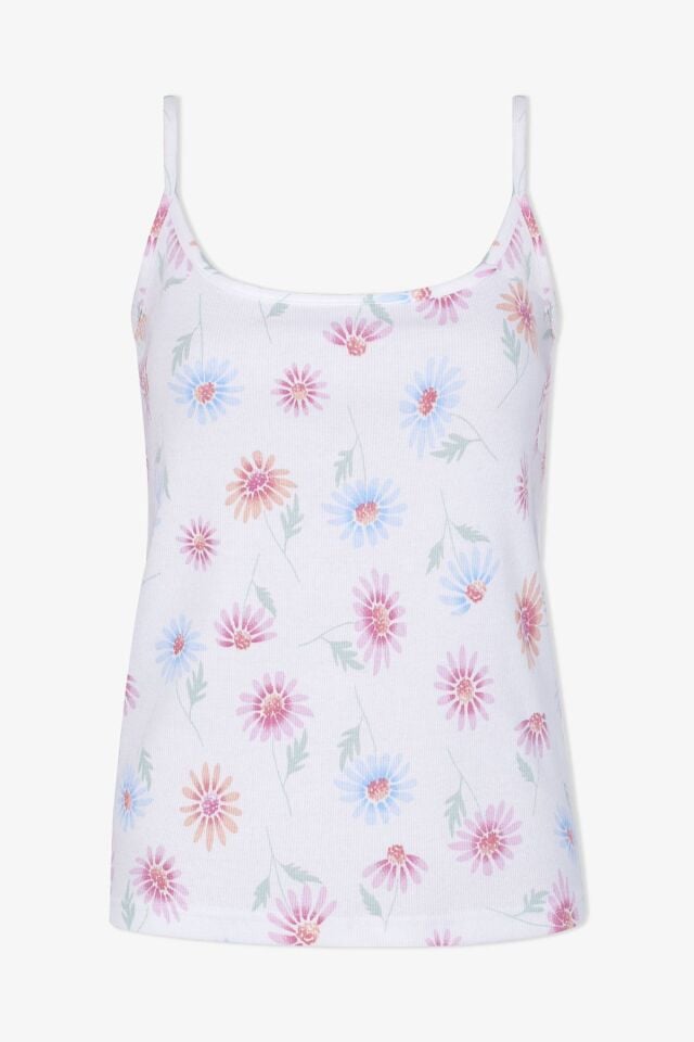 Kadın Pamuklu İp Askılı Çiçek Desenli Şortlu Pijama Takımı KO70115 Çiçek Desen - S - KO70115 Çiçek Desen - S