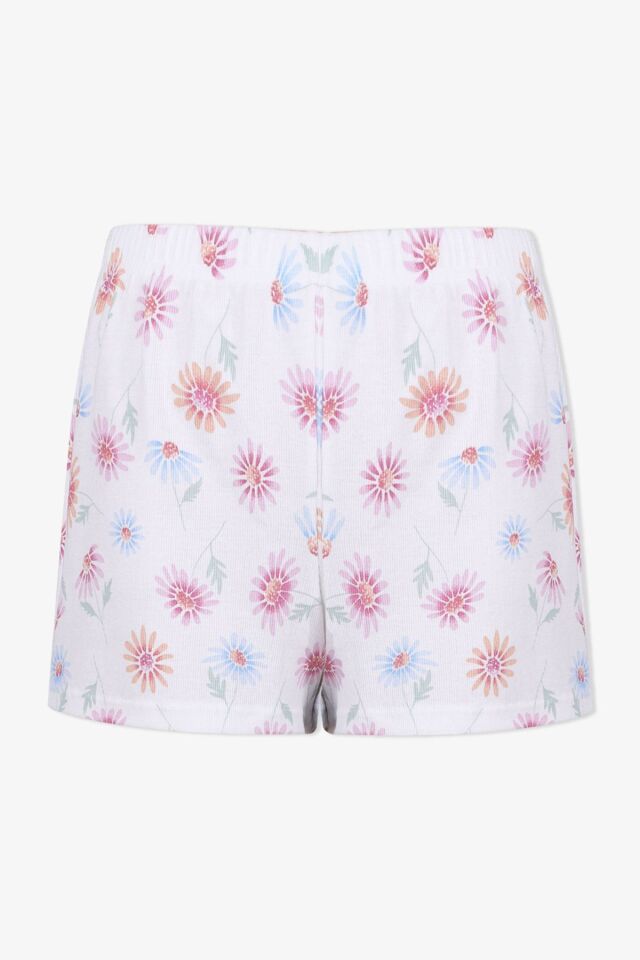 Kadın Pamuklu İp Askılı Çiçek Desenli Şortlu Pijama Takımı KO70115 Çiçek Desen - S - KO70115 Çiçek Desen - S