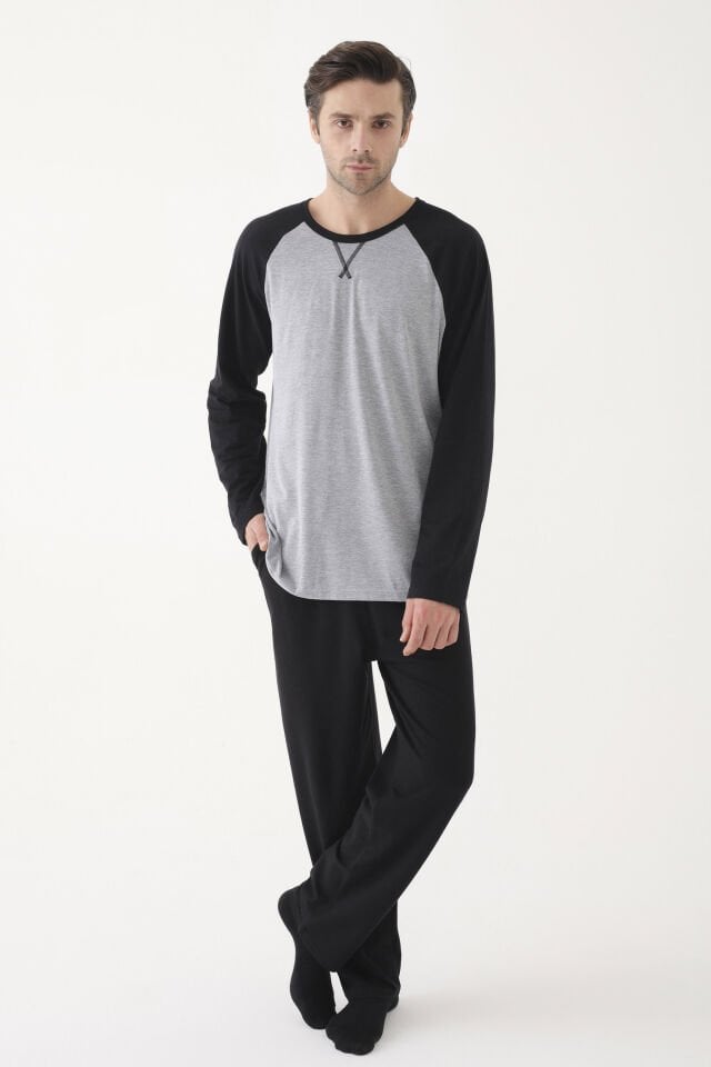 Erkek Pamuklu Uzun Kollu Cepli Pijama Takımı
