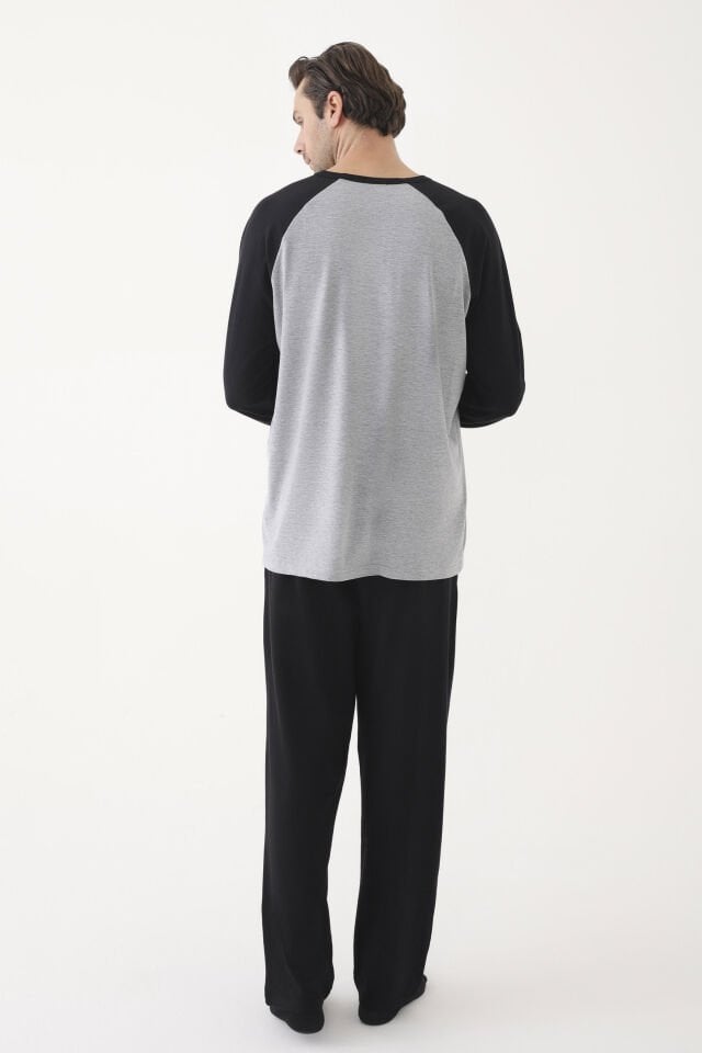 Erkek Pamuklu Uzun Kollu Cepli Pijama Takımı