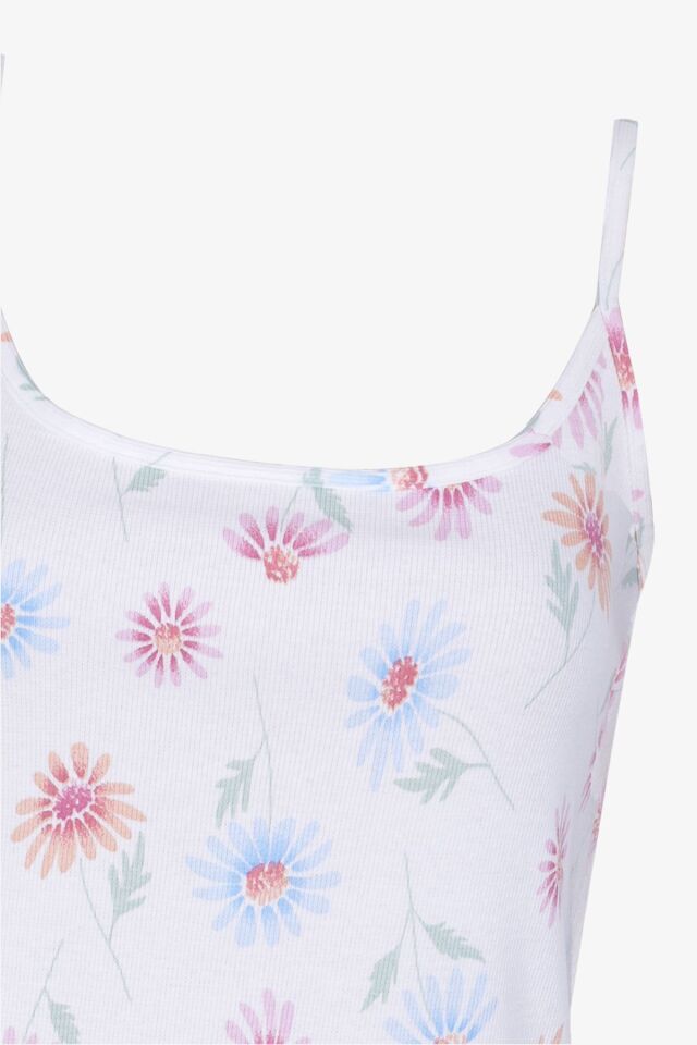 Kadın Pamuklu İp Askılı Çiçek Desenli Şortlu Pijama Takımı KO70115 Çiçek Desen - L - KO70115 Çiçek Desen - L