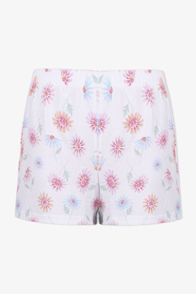 Kadın Pamuklu İp Askılı Çiçek Desenli Şortlu Pijama Takımı KO70115 Çiçek Desen - M - KO70115 Çiçek Desen - M