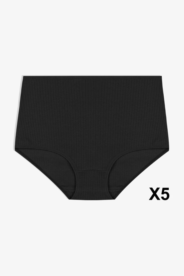 Kadın 5'li Fitilli Curve Büyük Beden Battal Ekstra Yüksek Bel Külot 5005BFTL-1 - 2XL