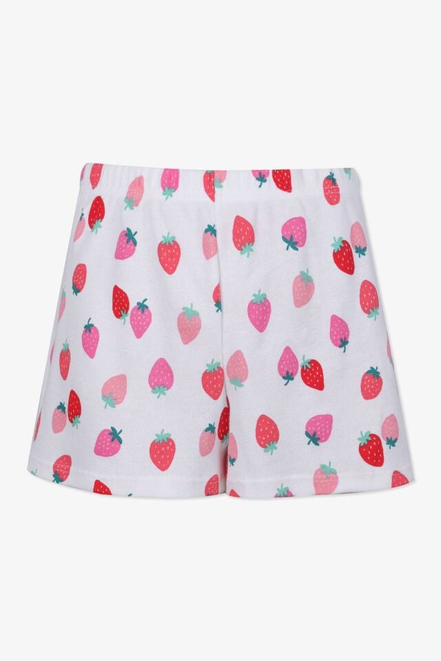 Kadın Pamuklu İp Askılı Çilek Desenli Şortlu Pijama Takımı KO70111 Çilek Desen - L - KO70111 Çilek Desen - L