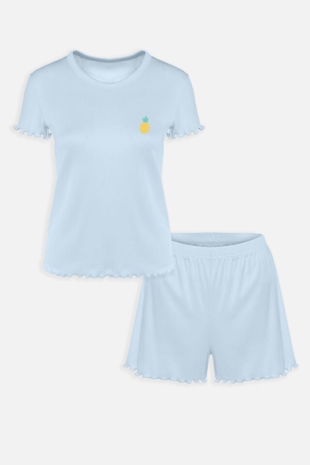 Kadın Kaşkorse Kısa Kollu Şortlu Takım KO7204TS-4 Mavi - XL