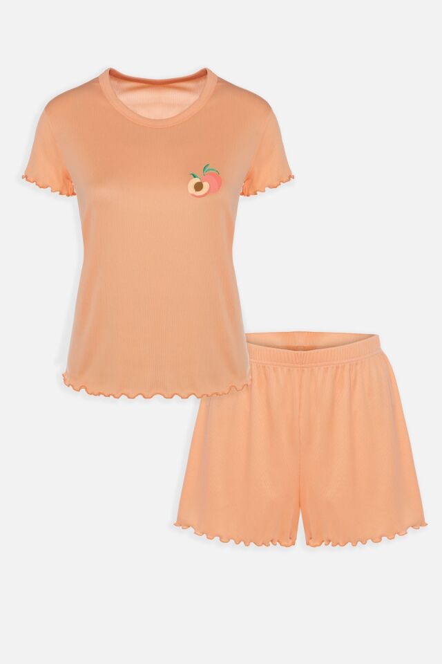 Kadın Kaşkorse Kısa Kollu Şortlu Takım KO7204TS-3 Turuncu - XL