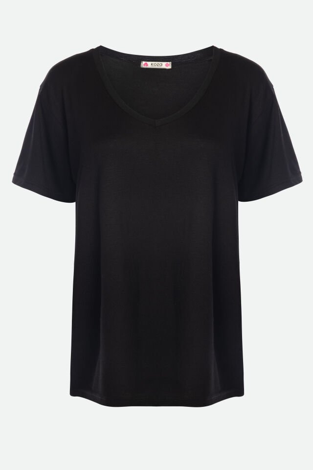 Kadın Viskon V Yaka Kısa Kollu Curve Pijama Takımı XL - Siyah