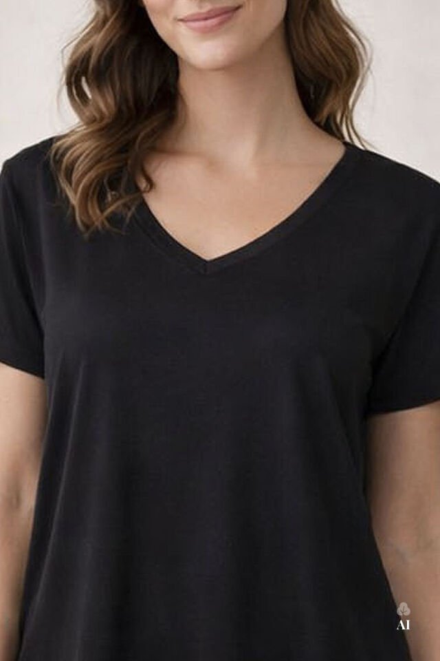 Kadın Viskon V Yaka Kısa Kollu Curve Pijama Takımı XL - Siyah