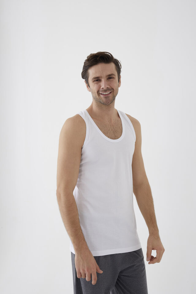 Erkek Pamuklu 6'lı Atlet Beyaz - 2XL