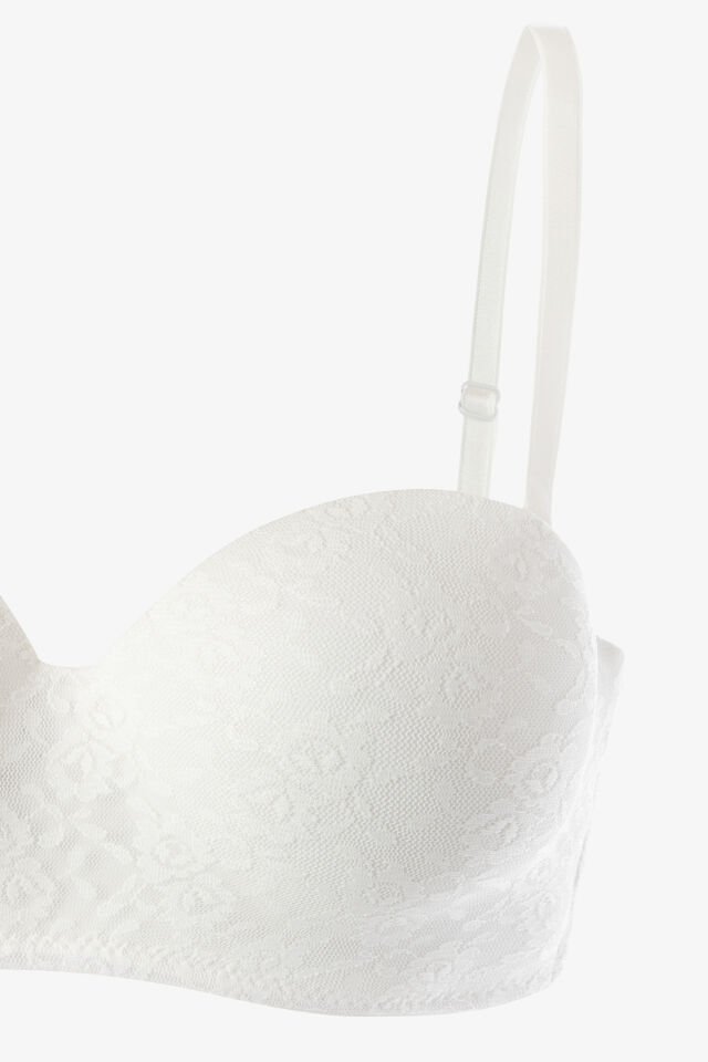Kadın Dolgusuz Lez Dantelli Desteksiz Straplez Sütyen 80B - Ekru