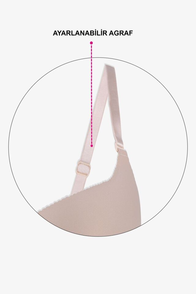 Kadın Seamless - Lazer Kesim Dikişsiz Push Up Ten Sütyen Ten - 85C