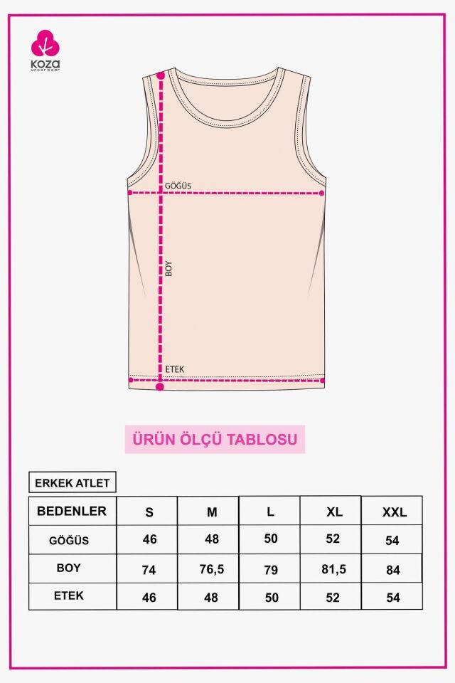 Erkek Pamuklu 3'lü Atlet Beyaz - 3XL