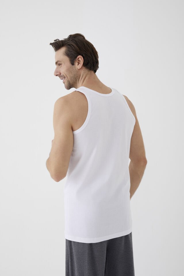 Erkek Pamuklu 3'lü Atlet Beyaz - 3XL