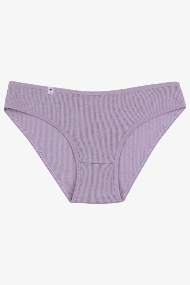 Kadın Külot 5 li Pamuklu Etiket Detaylı Fitilli Ribana