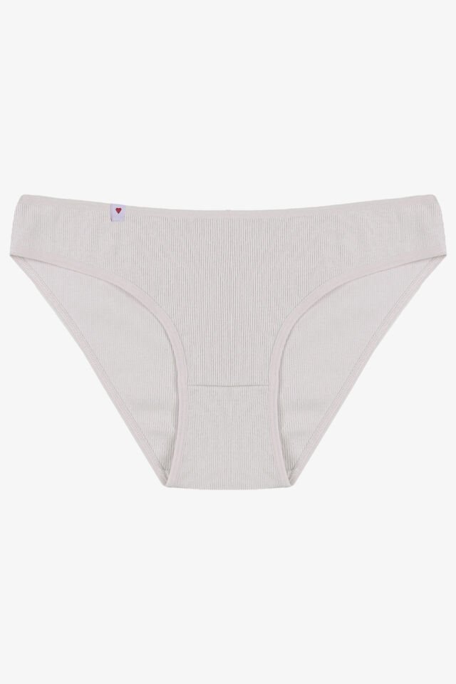 Kadın Külot 5 li Pamuklu Etiket Detaylı Fitilli Ribana