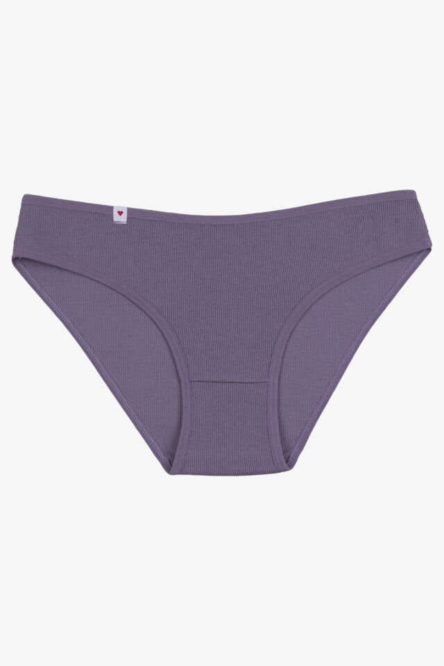 Kadın Külot 5 li Pamuklu Etiket Detaylı Fitilli Ribana