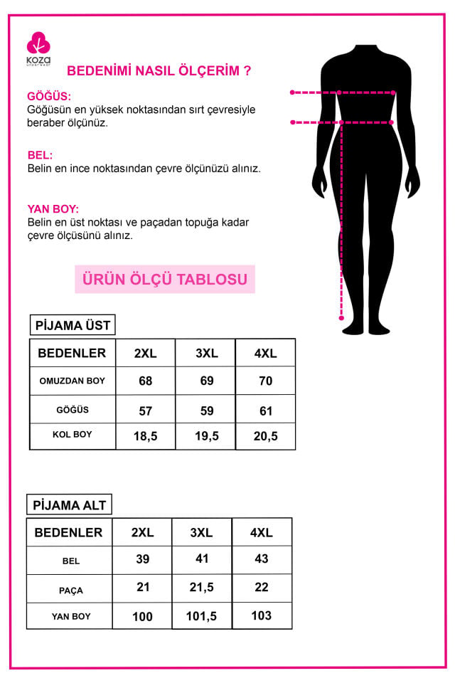 Kadın Pamuklu Alt Desenli Curve Pijama Takımı 2XL - Bordo - Kahve