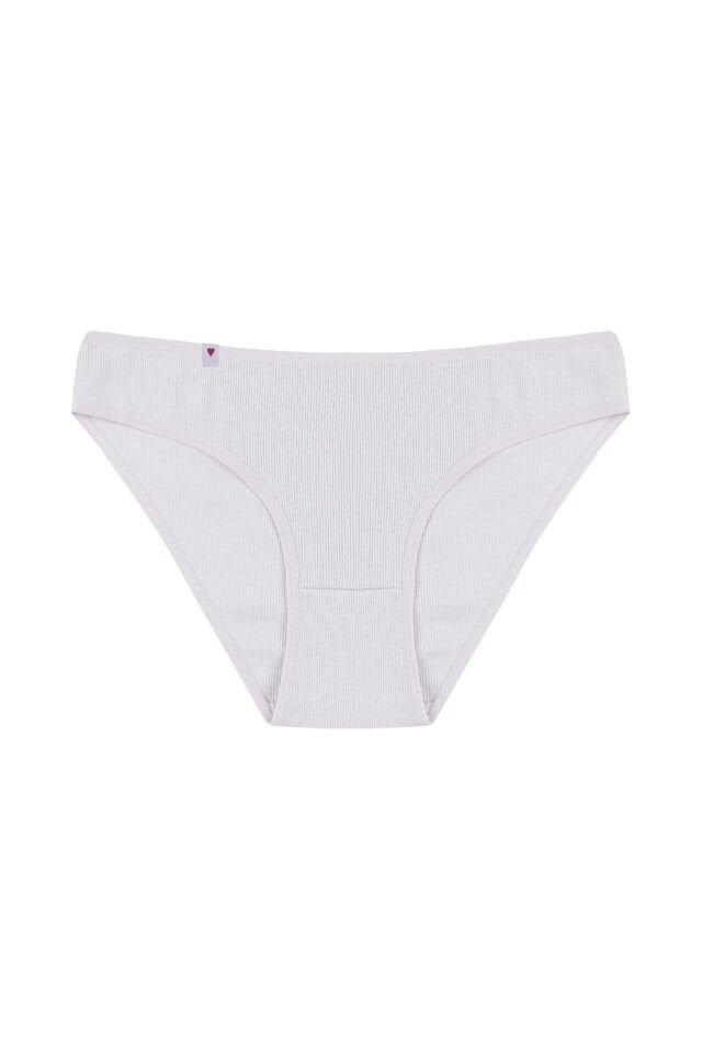 Kadın Külot 5 li Pamuklu Etiket Detaylı Fitilli Ribana Kahvrengi - Ekru - L - XL