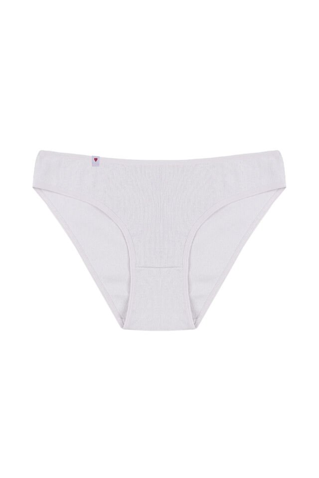 Kadın Külot 5 li Pamuklu Etiket Detaylı Fitilli Ribana Kahvrengi - Ekru - L - XL