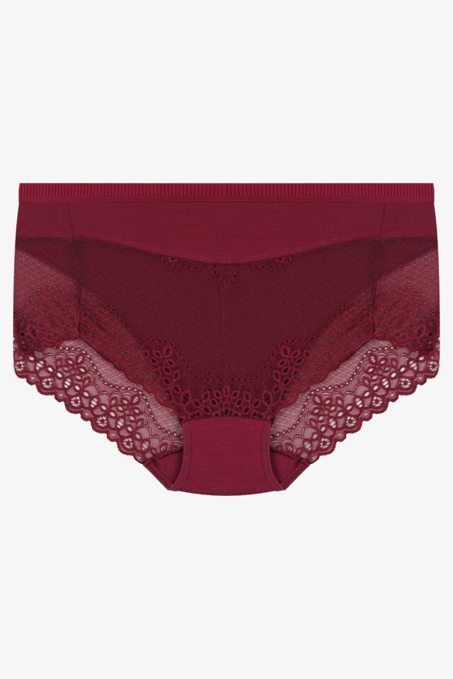 Kadın 3'lü Dantel Detaylı Yüksek Bel Külot KO20900 Siyah-Ekru-Bordo - S/M - KO20900 Siyah-Ekru-Bordo - S/M